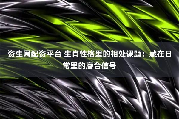 资生网配资平台 生肖性格里的相处课题：藏在日常里的磨合信号